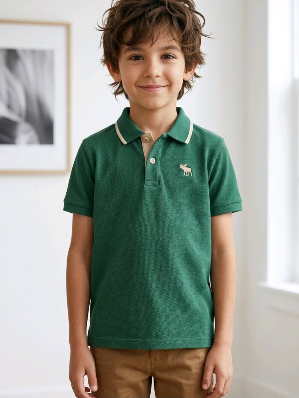 abercrombie kids Dark Green Polo with White Trim